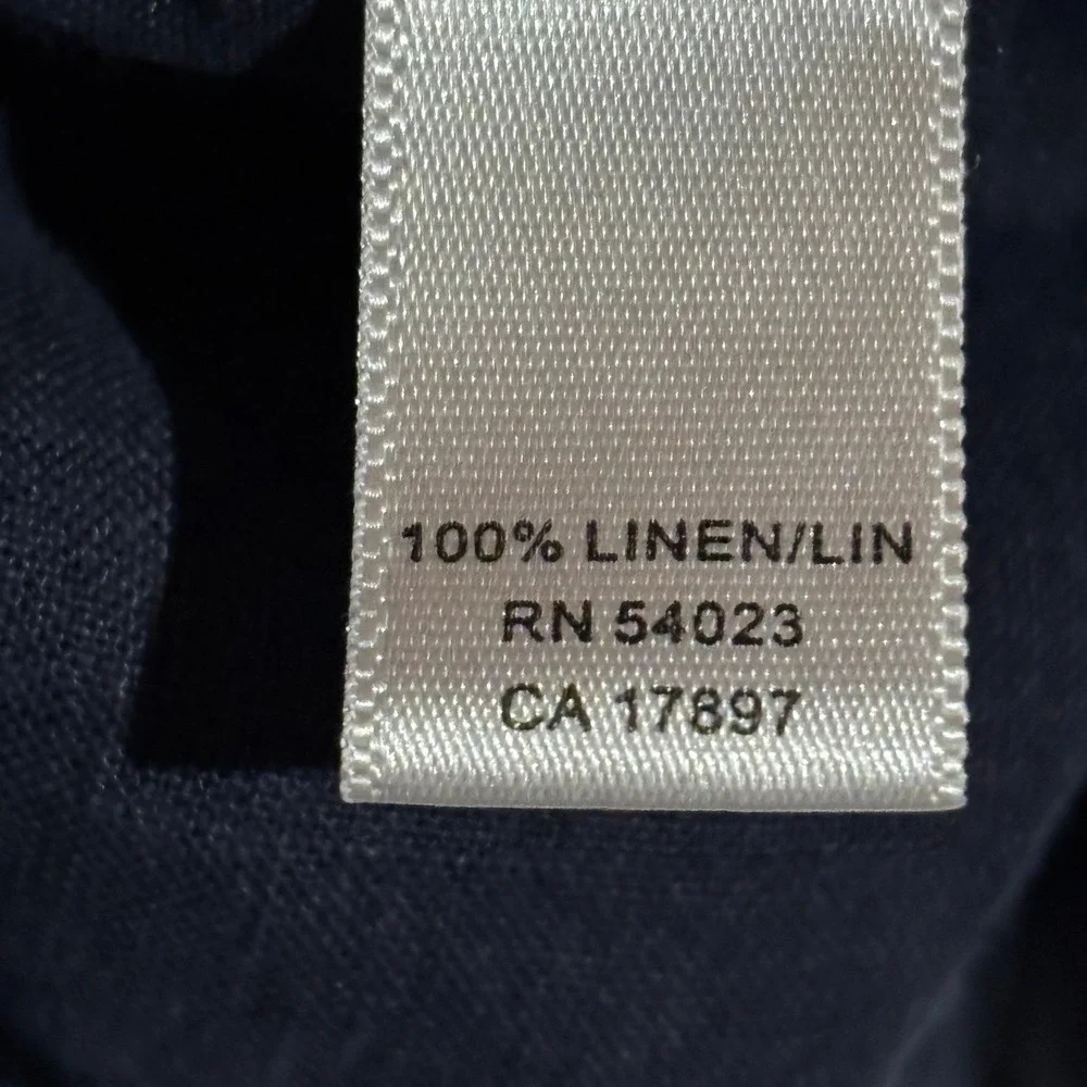 Banana Republic Shirt Mens XL‎ Navy Blue 100% Linen Short Sleeve Button Down